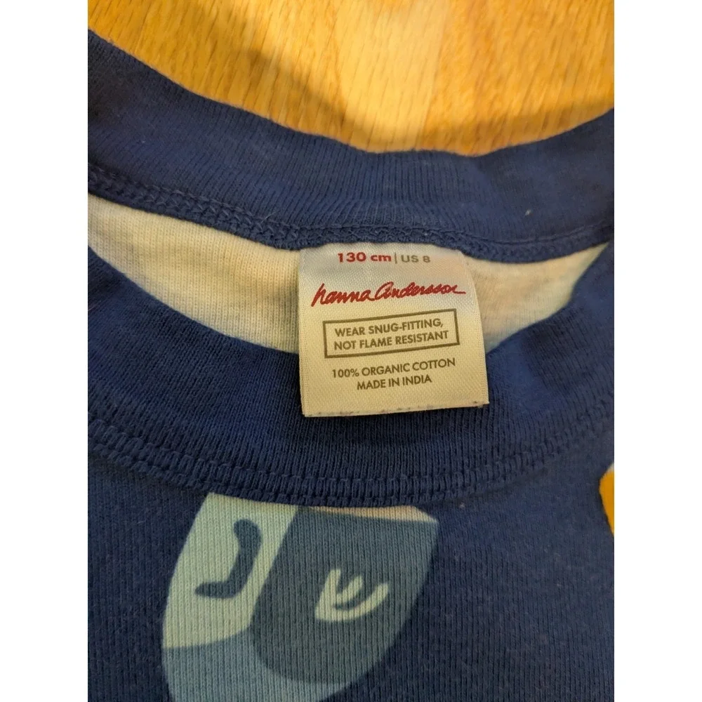 Hanna Andersson Blue Dreidel Hanukkah Holiday Pajamas Kids‎ 130 US 8